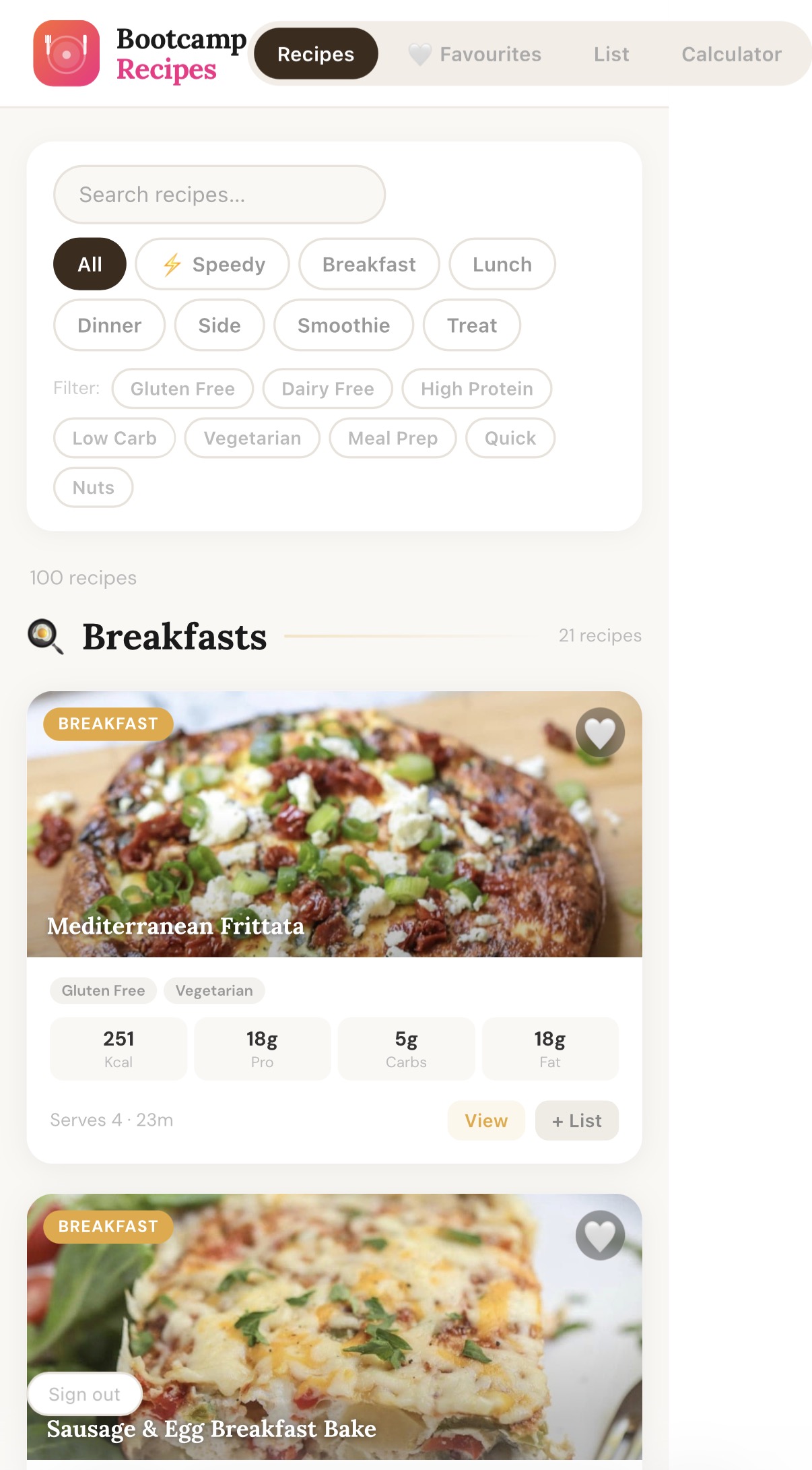 Bootcamp Recipes screenshot